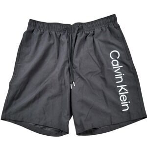Calvin Klein Mens Black Logo Swim Trunks Board Shorts Large CB4VPS13